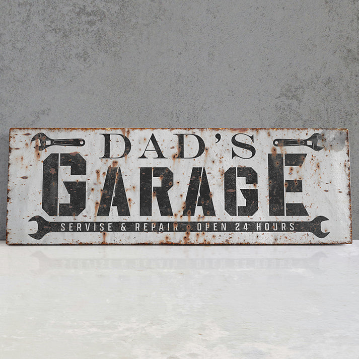 Personalized Garage Sign - Custom Garage Decor with Name and Color - Dad’s Garage, Grandpa’s Workshop, Man Cave, Mechanic Shop, Perfect Father’s Day, Birthday, or Housewarming Gift