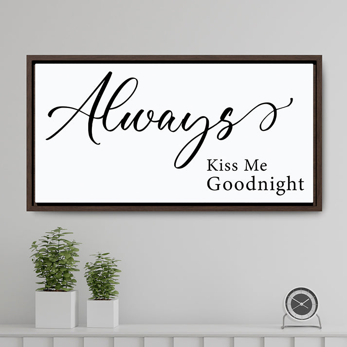 Personalized Goodnight Sign – Romantic Bedroom Wall Decor, Bedtime Quote, Love Wall Sticker for Above Bed, Valentine’s Day Gift, Wedding Card, Watercolor Calligraphy Poster