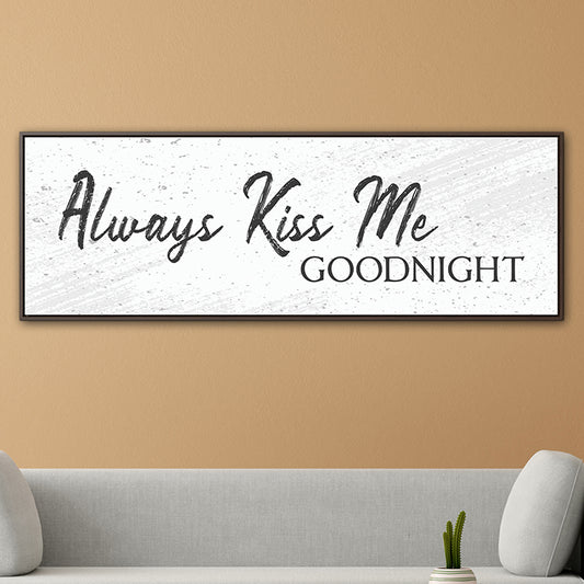 Personalized Goodnight Sign – Custom Romantic Bedroom Wall Art, Rustic Wood Vintage Style Sign, Over Bed Decor, Bedroom Quote Poster, Anniversary Gift