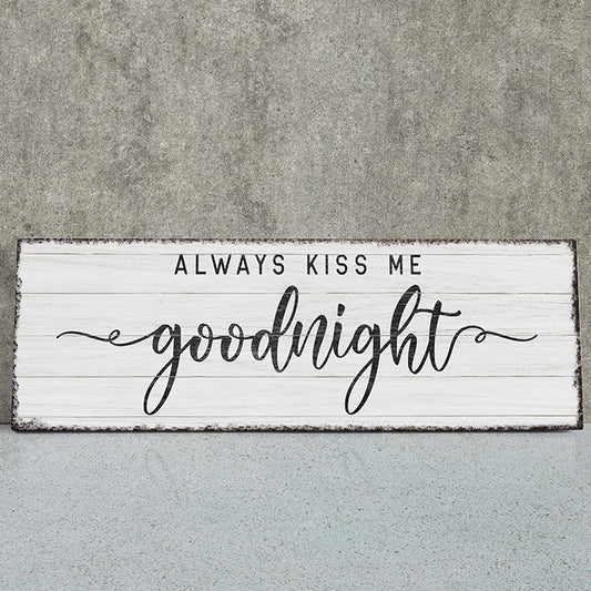 Personalized Goodnight Wall Sign – Rustic Wooden Sign, Vintage Style Home Décor for Couples, Motivational Bedroom Wall Art, Premium Quality Bedroom Decor, Custom Inspirational Bedroom Quote