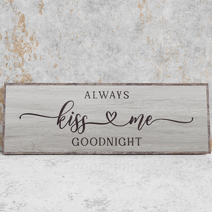 Personalized Goodnight Wall Sign - Custom Rustic Wooden Bedroom Decor, Vintage Style Romantic Quote, Custom Inspirational Wall Art for Couples