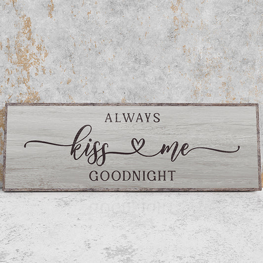 Personalized Goodnight Wall Sign - Custom Rustic Wooden Bedroom Decor, Vintage Style Romantic Quote, Custom Inspirational Wall Art for Couples