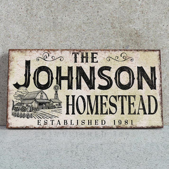Custom Homestead Sign | Personalized Farmhouse Wall Art | Custom Homestead Logo for Farm | Rustic Family Farm Sign | Farm Logo | Homestead Canvas Art | Family Established Date Decor | Farmhouse Home Decor