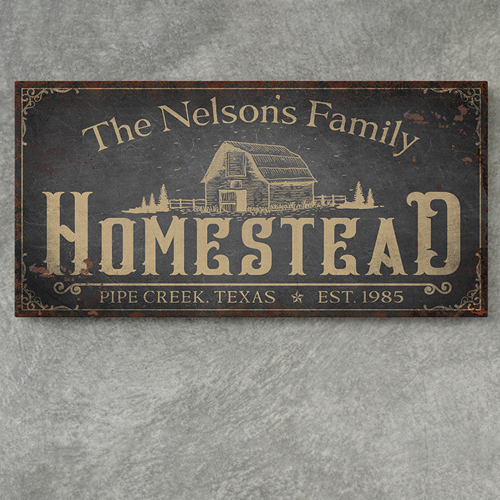 Custom Homestead Sign | Personalized Farmhouse Wall Art with Family Name & Established Date | Rustic Vintage Wooden Homestead Decor for Farmhouse & Cottage Core Spaces