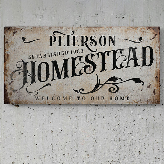 Personalized Homestead Sign - Custom Family Name Sign, Rustic Farmhouse Wall Decor, Vintage Wooden Plaque, Homestead Gifts, Family Heritage Display, Establish Date Sign, Country Home Decor