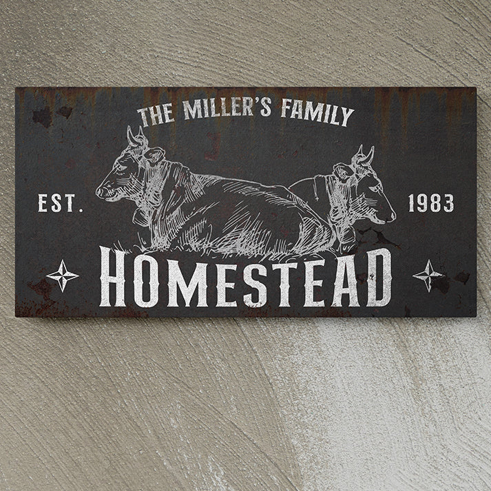 Personalized Rustic Homestead Sign - Custom Family Farmhouse Wall Decor, Vintage Farmhouse Art, Homestead Logo for Sign, Custom Farm and Family Established Signs, Rustic Farmhouse Kitchen & Home Decor, Unique Homestead Gift Ideas