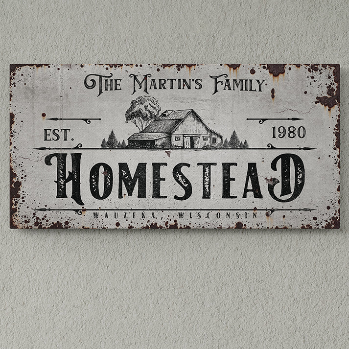 Custom Homestead Sign & Logo | Personalized Farmhouse Wall Decor | Rustic Farm Sign | Homestead Logo for Nursery, Garden, & Farm | Family Homestead Sign, Farmhouse Kitchen Decor, Vintage & Modern Farm Sign