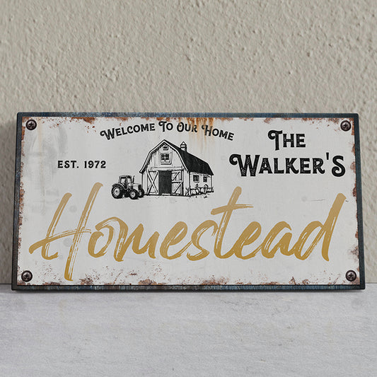 Personalized Rustic Homestead Farm Sign | Custom Homestead Farmhouse Sign | Vintage Homesteading Wall Art | Sublimation Design | Country Decor & Beekeeping Poster