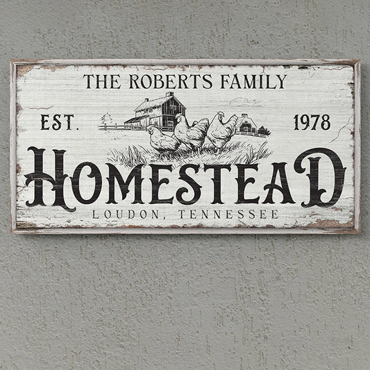 Customizable Homestead Wooden Sign, Rustic Farmhouse Wall Art, Personalized Family Farm Plaque, Vintage Country Home Decor, Farmhouse Chic Hanging Sign, Personalized Homestead Gift for Farmhouse Kitchen, Lodge, or Cottage