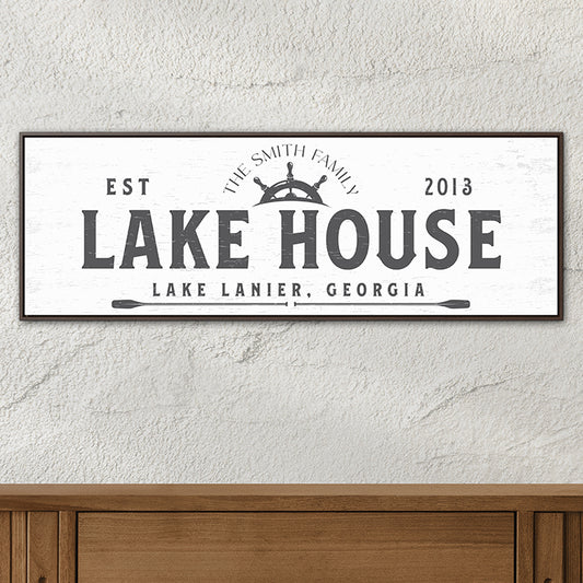 Personalized Lake House Sign - Custom Engraved Wood Wall Art for Cabin, Lodge, or Beach House - Unique Home Décor & Gift for Him, Her, or Anniversary
