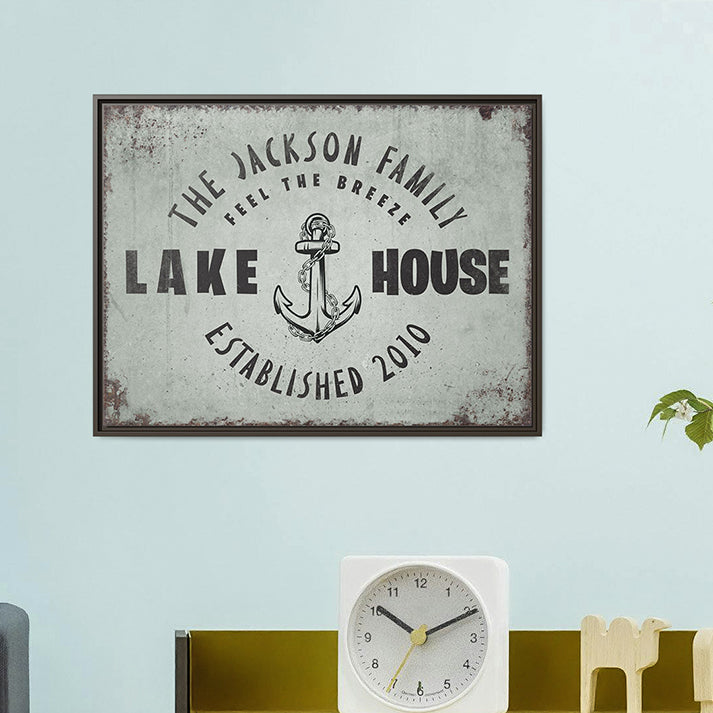 Custom Lake House Sign - Personalized Lake House Sign, Framed Print, Rustic Wall Decor, Lake House Decor, Established Sign, Custom Gifts, Lake Life, Cabin and Garage Decor
