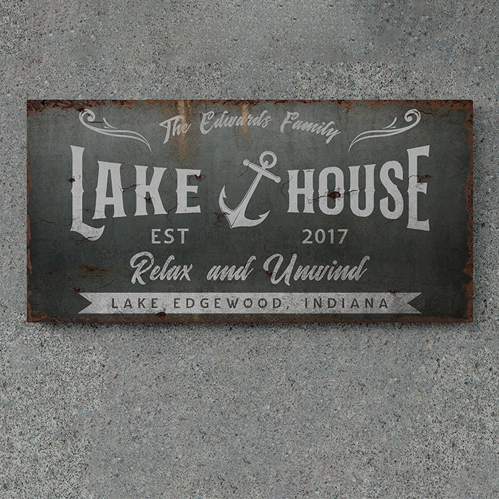 Personalized Lake House Signs | Custom Modern Lake House Decor Wall Art | Rustic Lake Life Sign | Family Name Sign | Outdoor Cabin Decor | Lakehouse Gift | Camping Sign | Welcome Porch Sign