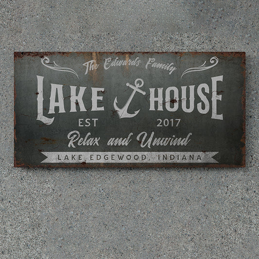 Personalized Lake House Signs | Custom Modern Lake House Decor Wall Art | Rustic Lake Life Sign | Family Name Sign | Outdoor Cabin Decor | Lakehouse Gift | Camping Sign | Welcome Porch Sign