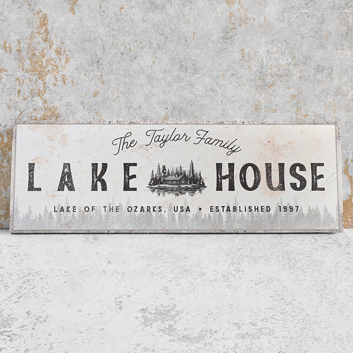 Personalized Lake House Sign - Custom Cabin Wall Art - Lakehouse Decor - Family Name Established Sign - Outdoor & Indoor Lake Home Decor - Big Statement Wall Hanging
