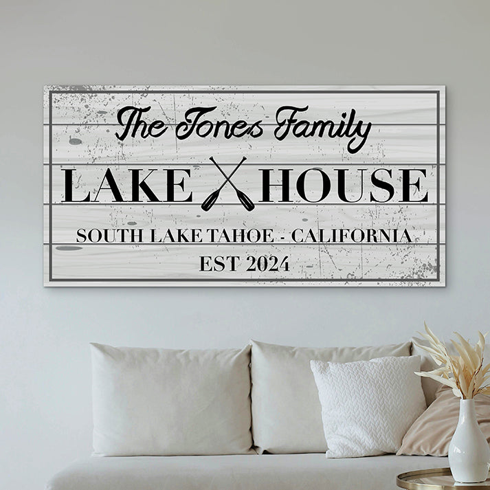 Custom Lake House Sign - Personalized Lake House Decor | Lake Life Signs, Family Vacation, Cottage Life Sign, Outdoor & Indoor Lake House Decorations, Vintage & Rustic Lake House Decor, Family Name Paddle Signs