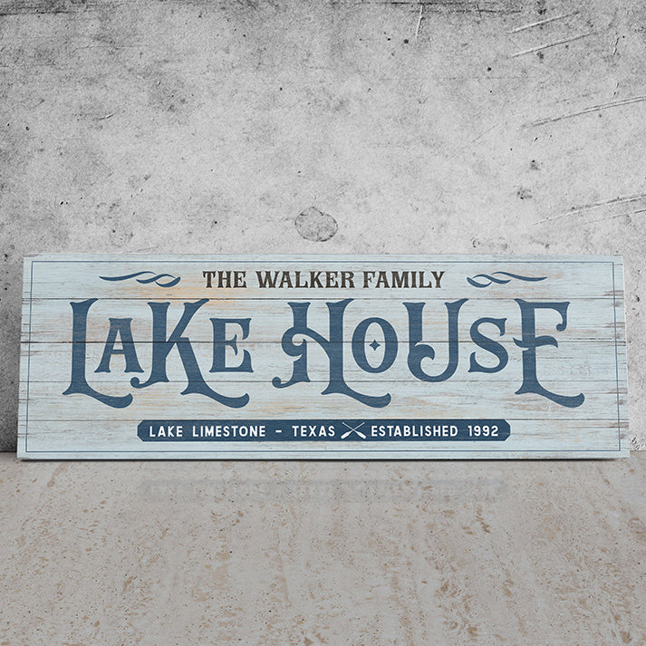 Personalized Lake House Sign - Custom Family Name Welcome Sign, Lake House Decor, Established Date Plaque, Outdoor & Indoor Cabin Lodge Wall Art