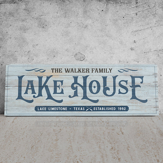Personalized Lake House Sign - Custom Family Name Welcome Sign, Lake House Decor, Established Date Plaque, Outdoor & Indoor Cabin Lodge Wall Art
