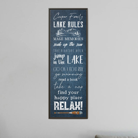 Custom Lake House Rules Sign | Rustic Lake Life Wall Art | Family Lake House Décor | Nautical Summer Cabin Sign | Lake Canvas | Personalized Lake House Signs| Custom Lake Rules Wooden Sign | Vacation Home Wall Art | Outdoor Camping & Fishing