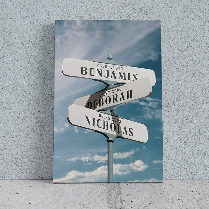 Personalized Vintage Street Name Sign Canvas - Custom Name & Direction Sign | Rustic Wedding, Anniversary, Engagement Gift | Directional Street Signs- Left Arrow, Right Arrow