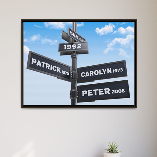 Personalized Intersection Street Sign - Custom Road Sign with 4, 5, or 6 Names - Art for Home Decor, Wedding, Anniversary, and Family Gifts