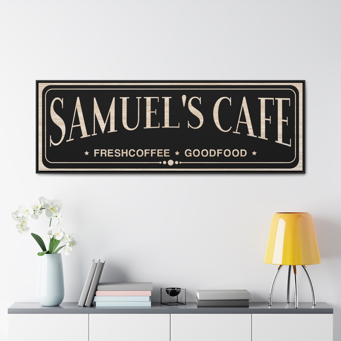 Custom Cafe Sign | Personalized Barista Chef Name Sign | Fresh Coffee & Good Food Artwork | Coffee Lover's Wall Décor | Custom Father's Day Gift | Coffee Shop Interior Sign | Custom Coffee Sign for Kitchen | Unique Personalized Gift for Coffee Enthusiasts