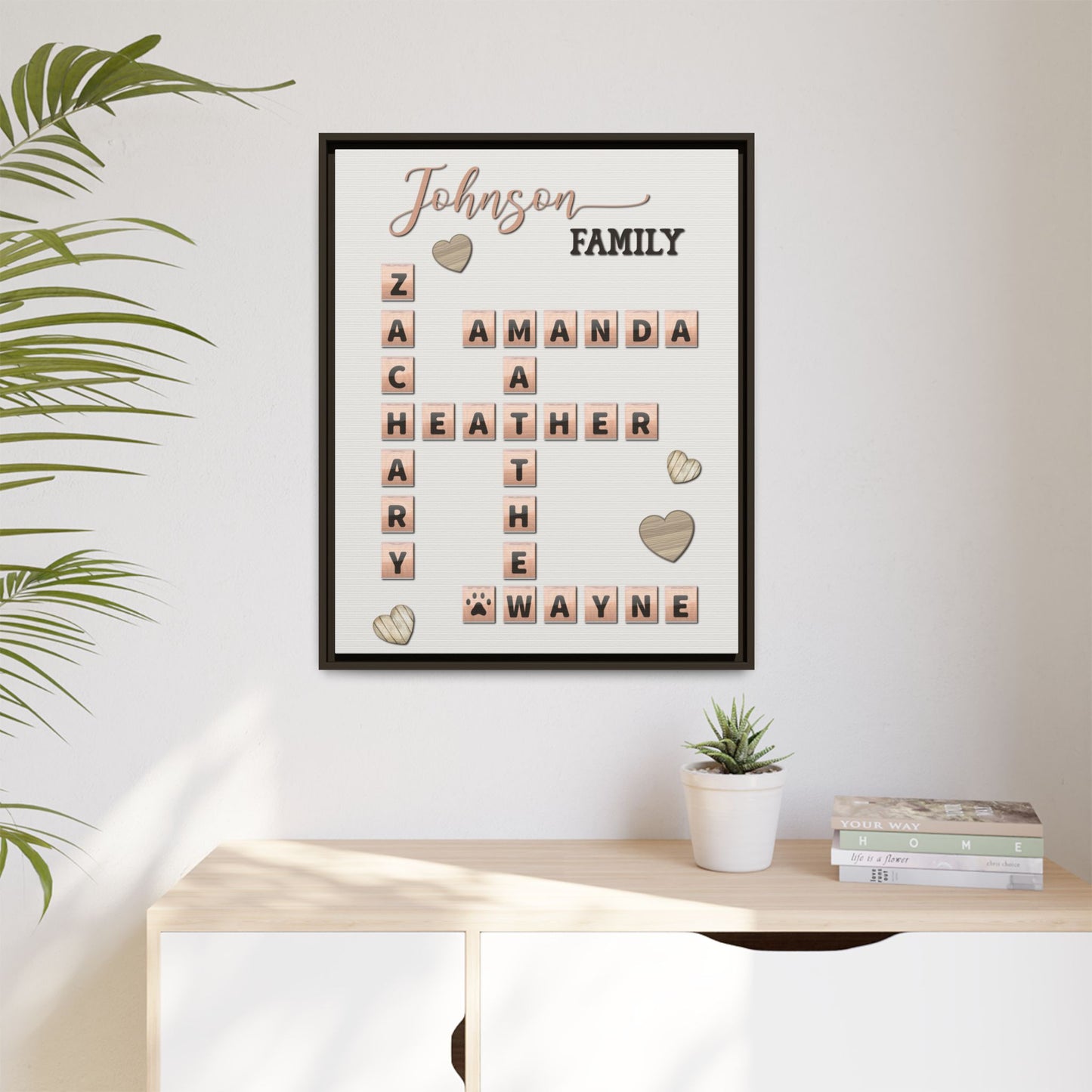 Personalized Scrabble Puzzle Family Name Signs - Custom Family Name & Grandkids Crossword Wooden Sign, Last Name Wall Art for Christmas, Weddings, Anniversaries