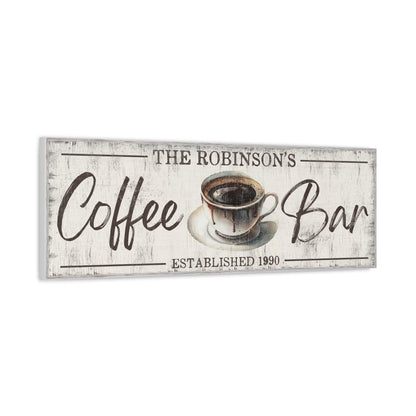 Personalized Coffee Bar Sign - Custom Family Name Coffee Co Sign, Farmhouse Kitchen Canvas Wall Art, Vintage Coffee Shop Decor, Custom Bar Sign, Coffee Lover Gift, Rustic Kitchen Coffee Decor, Coffee Bar Decor for Home