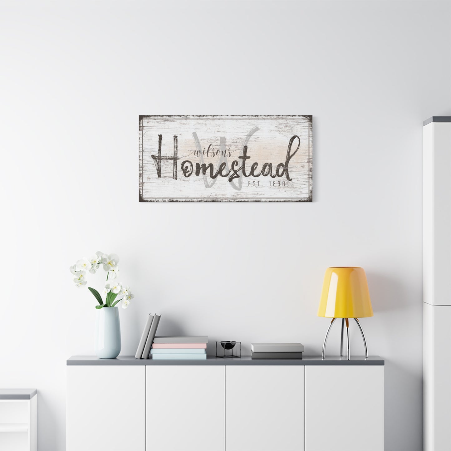 Personalized Vintage Farmhouse Family Name Sign - Custom Farmhouse Wall Art with Distressed Look - Rustic Family Name Canvas for Modern Farmhouse & Decor