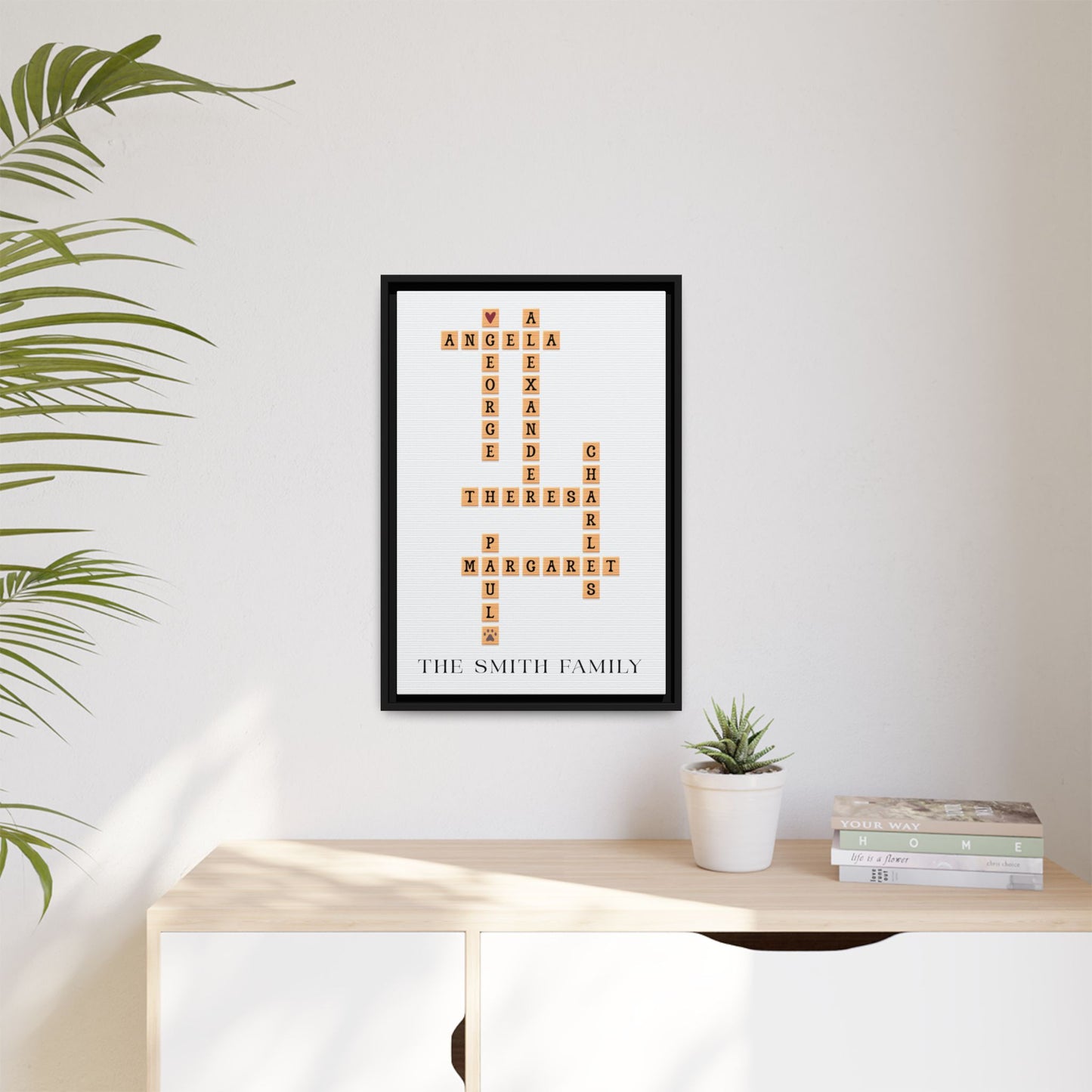 Personalised Family Scrabble Name Sign - Custom Crossword Name Signs for Weddings, Anniversaries, Valentine’s Day & Family Gifts