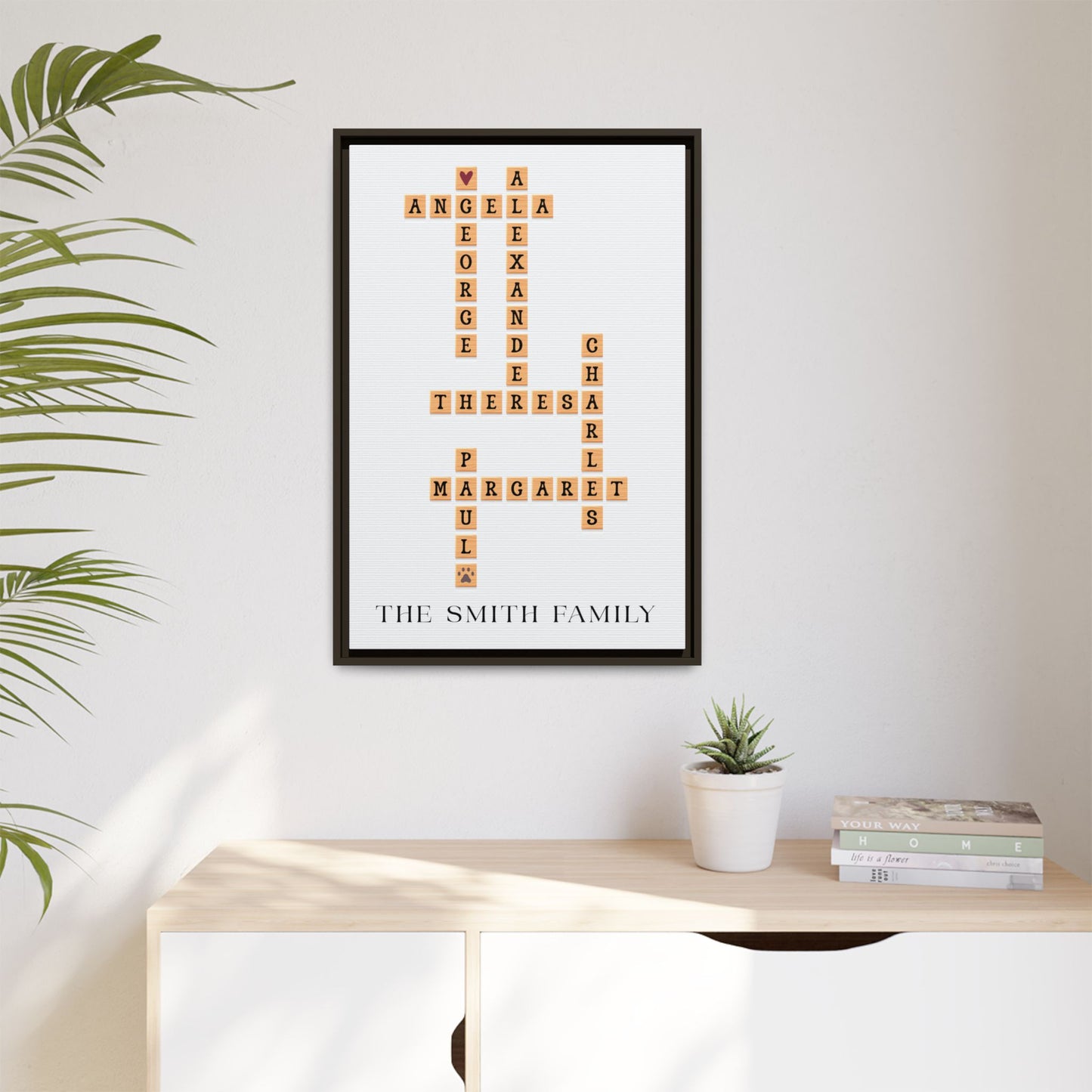 Personalised Family Scrabble Name Sign - Custom Crossword Name Signs for Weddings, Anniversaries, Valentine’s Day & Family Gifts