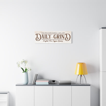 Custom Coffee Bar Sign - Personalized Daily Grind Coffee Bar Sign - Rustic Canvas for Coffee Lovers - Vintage-Inspired Coffee Station Décor