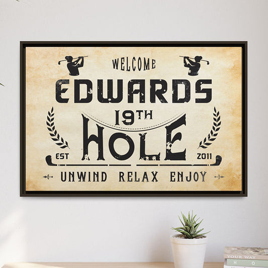 Custom 19th Hole Signs | Personalized Masters Golf Club Wall Art & Decor | Unique Golf Gifts for Husband, Men, Father’s Day, Birthday, Housewarming | Golf Graphic