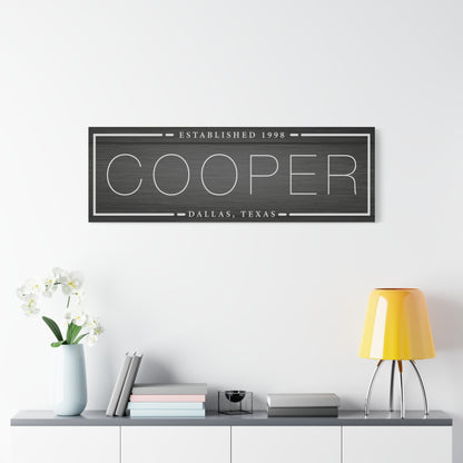 Family Last Name Sign – Minimalist Canvas Wall Art with Initials, Family Established Date, Rustic Decor, Perfect Newlywed or Housewarming Gift