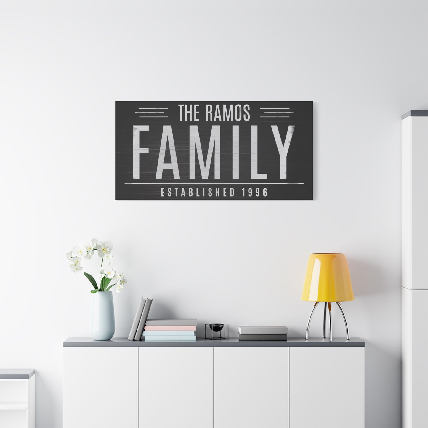 Dark Family Name Sign – Rustic Personalized Canvas Wall Art for Homes