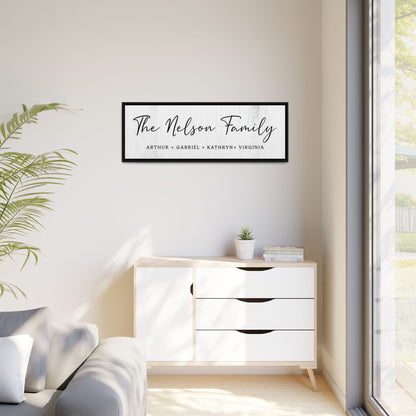 Custom Family Name Sign with Kids Names -Personalized Family Name Sign with Pinewood Frame - Last Name Wall Art for Anniversary or Wedding Gift
