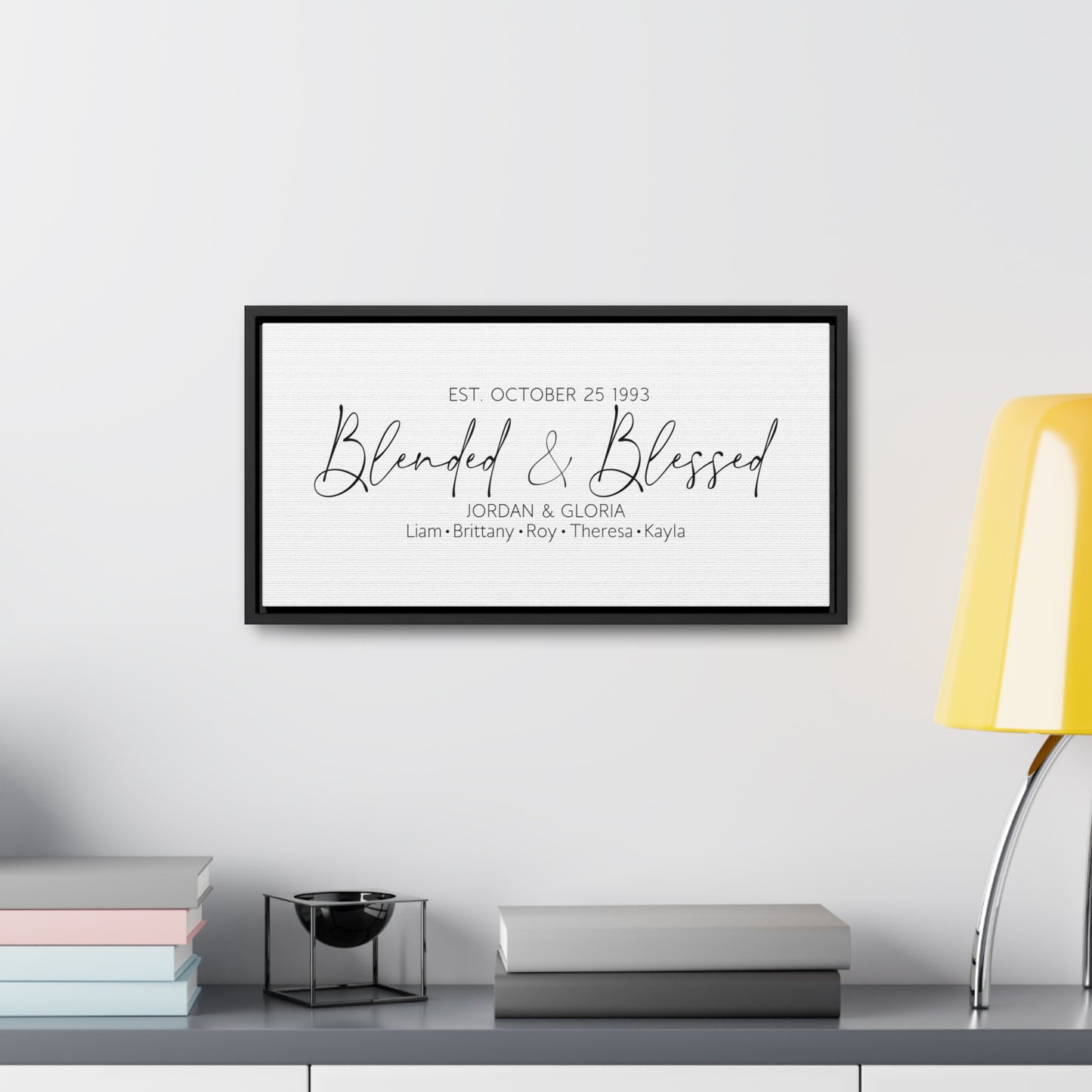 Blended and Blessed Family Sign – Custom Canvas Wall Decor for Blended Families, Perfect for Weddings, Family Established Gifts, and Farmhouse Spaces.