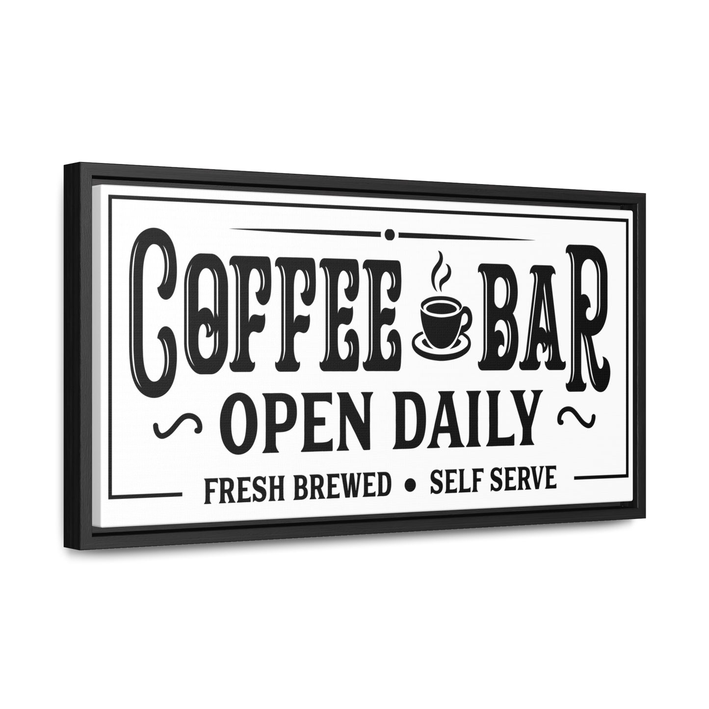 Coffee Bar Sign | Vintage Coffee Sign | Personalized Horizontal Gallery Wrapped Canvas | Wall Art with Walnut & Black Frame Options