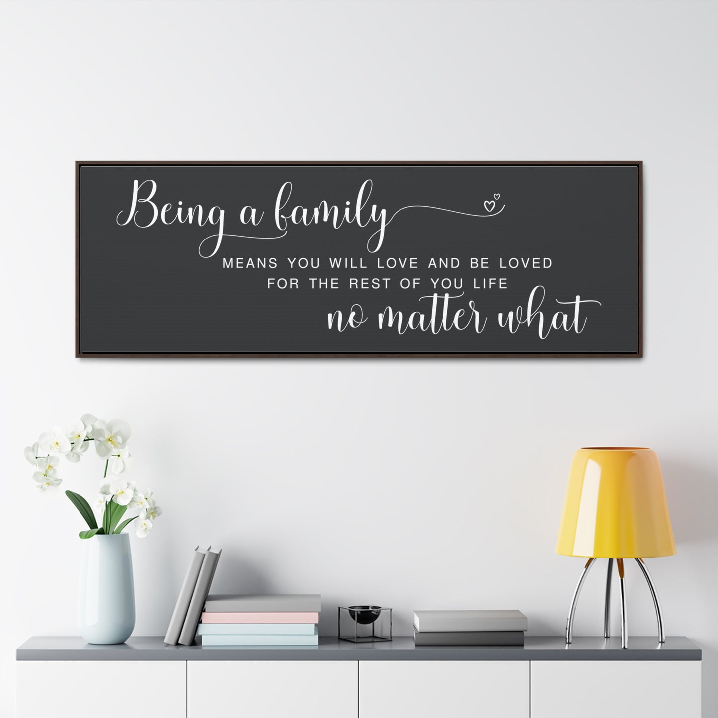 Being a Family Means Sign – Framed Canvas Family Quote Wall Decor, Black Background Living Room Sign, Family Canvas Sign for Home