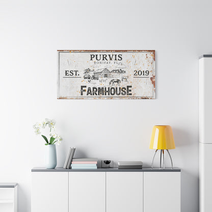 Custom Rustic Farmhouse Family Last Name Sign | Personalized Farmhouse Canvas Print | Farmhouse Wall Decor, Farm Sign, Housewarming Gift, Wedding Present, Family Name Wall Art