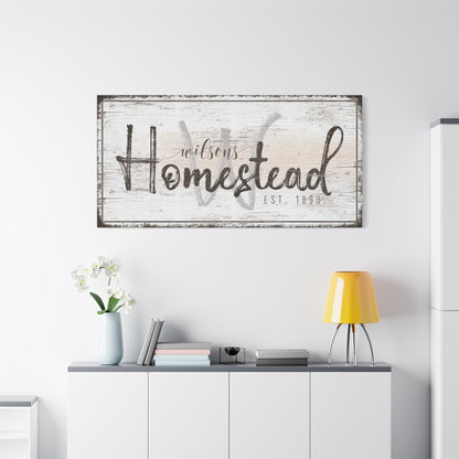 Personalized Vintage Farmhouse Family Name Sign - Custom Farmhouse Wall Art with Distressed Look - Rustic Family Name Canvas for Modern Farmhouse & Decor