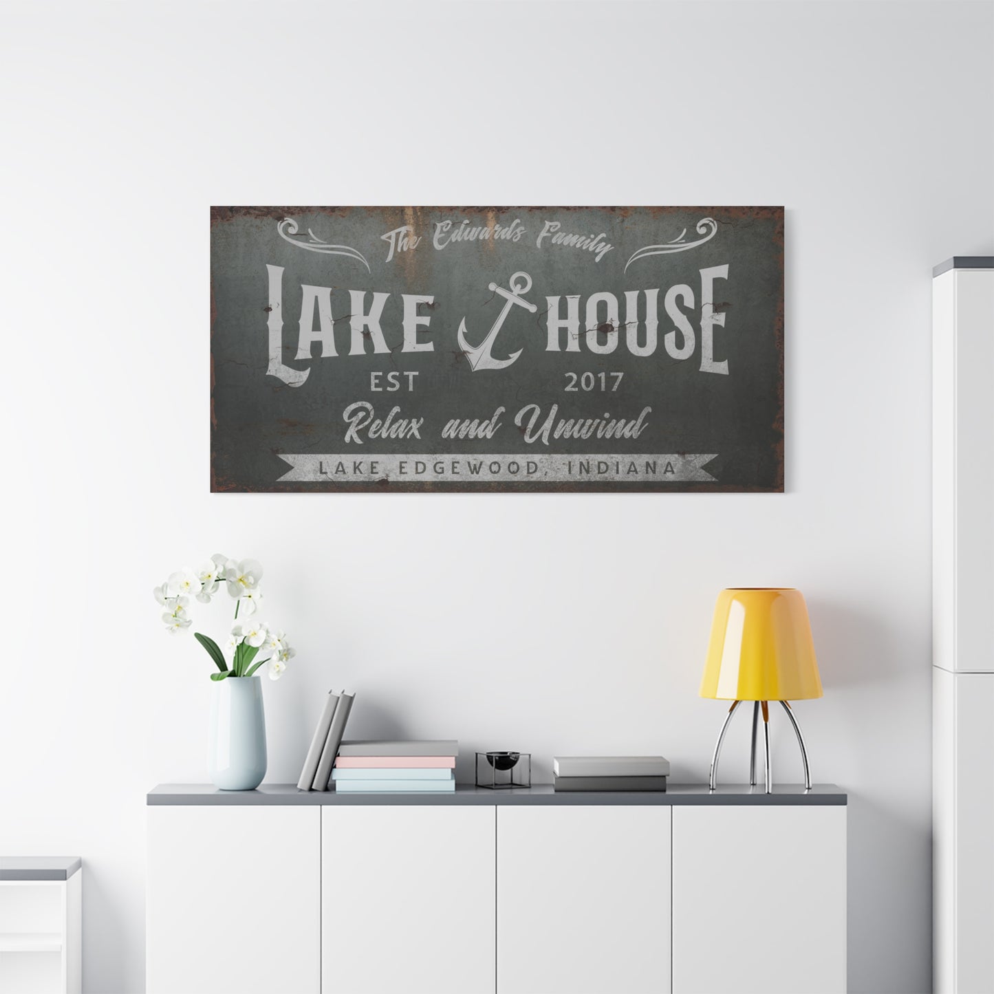 Personalized Lake House Signs | Custom Modern Lake House Decor Wall Art | Rustic Lake Life Sign | Family Name Sign | Outdoor Cabin Decor | Lakehouse Gift | Camping Sign | Welcome Porch Sign