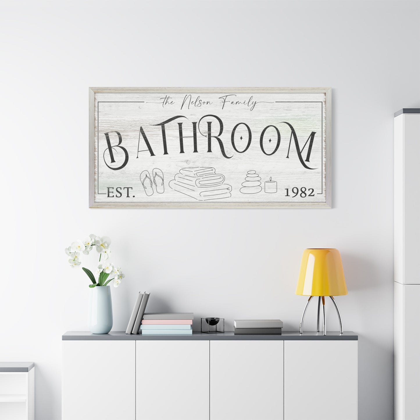 Custom Bathroom Sign | Rustic Farmhouse Bathroom Decor | Hot Bath Wall Art | Vintage Over Tub Canvas | Large Bathroom Wall Hanging | Bath Phrase Sign