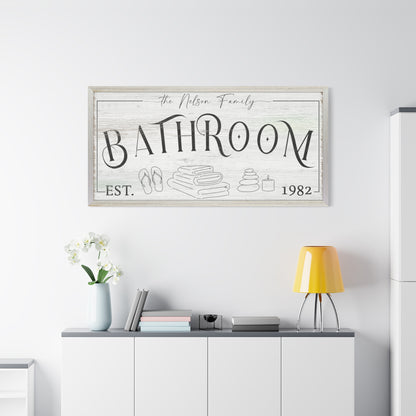 Custom Bathroom Sign | Rustic Farmhouse Bathroom Decor | Hot Bath Wall Art | Vintage Over Tub Canvas | Large Bathroom Wall Hanging | Bath Phrase Sign