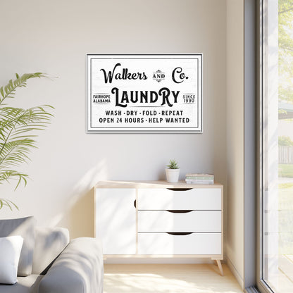 Personalized Laundry Room Sign - Modern Farmhouse Laundry Room Decor | Wash Dry Fold Repeat Wall Art | Custom Laundry Room Sign | Rustic Laundry Decor | Utility Room Prints & Funny Laundry Quotes | Home & Living Housewarming Gift