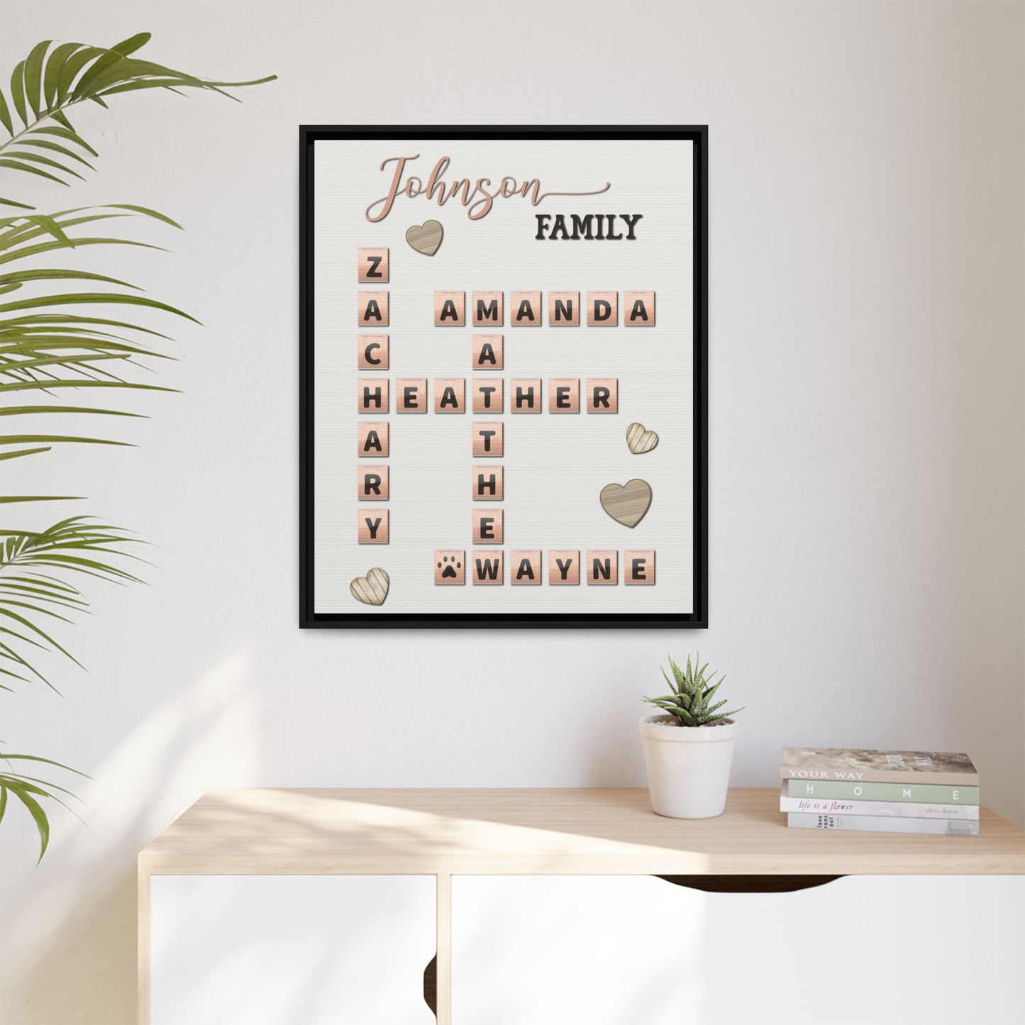 Personalized Scrabble Puzzle Family Name Signs - Custom Family Name & Grandkids Crossword Wooden Sign, Last Name Wall Art for Christmas, Weddings, Anniversaries