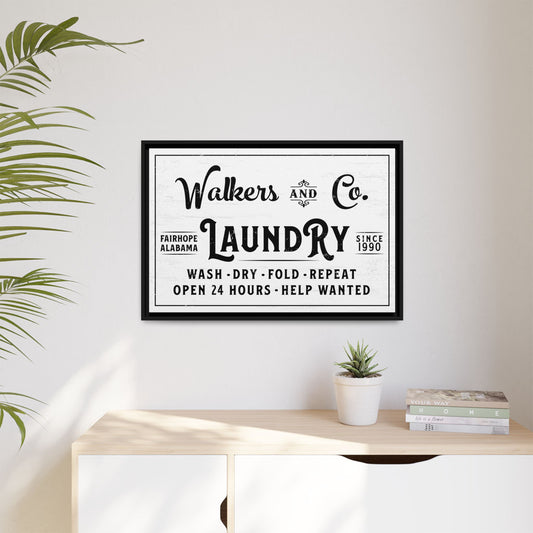 Personalized Laundry Room Sign - Modern Farmhouse Laundry Room Decor | Wash Dry Fold Repeat Wall Art | Custom Laundry Room Sign | Rustic Laundry Decor | Utility Room Prints & Funny Laundry Quotes | Home & Living Housewarming Gift