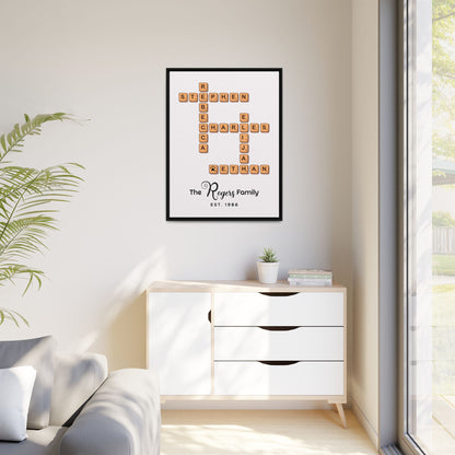Personalized Family Scrabble Name Sign - Custom Family Name Crossword Sign with Pets for Weddings, Anniversaries, Housewarmings, Valentine’s Day & Special Gifts