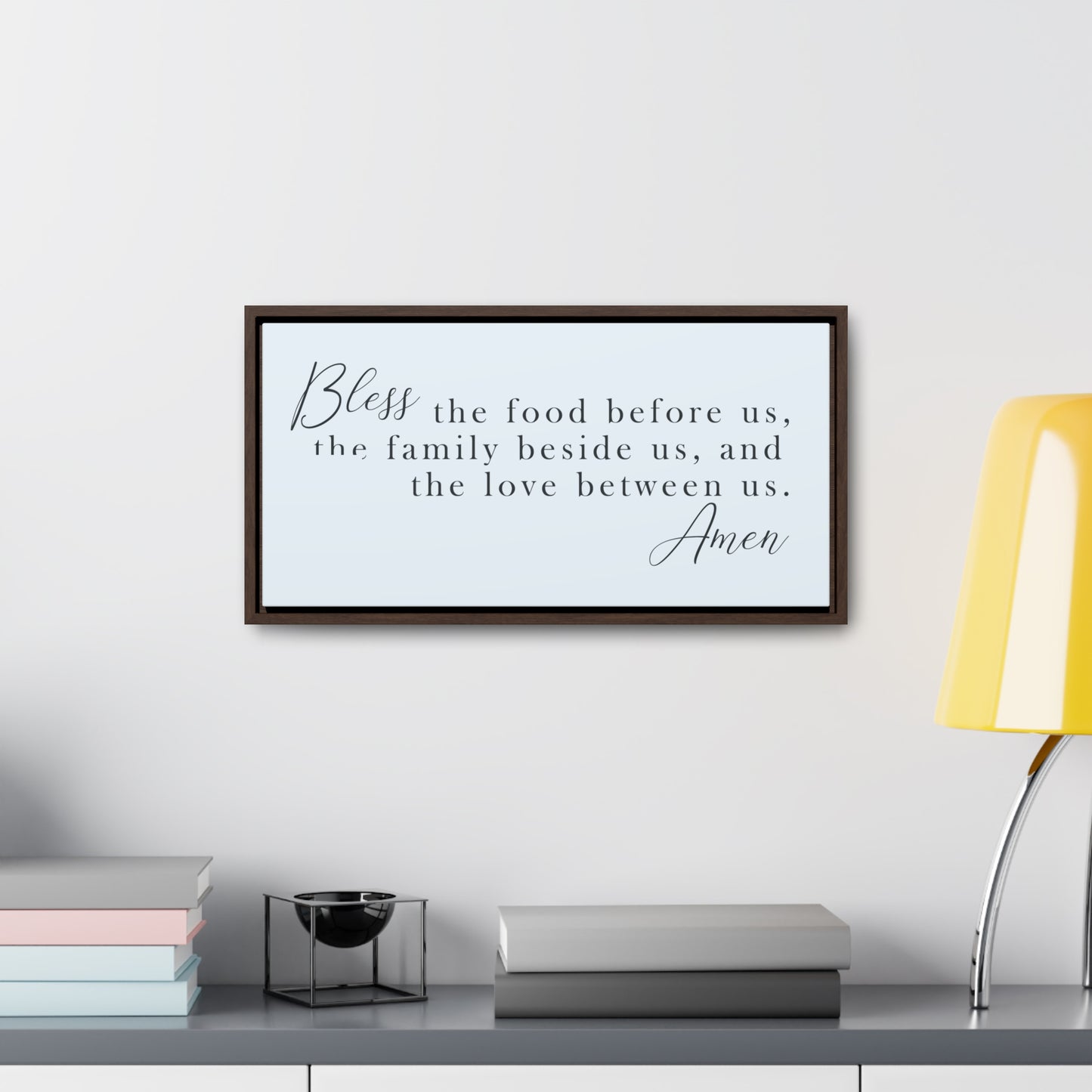 Bless the Food Before Us, The Family Beside Us, and the Love Between Us Sign – Farmhouse Dining Room Decor, Customizable Framed Wall Art