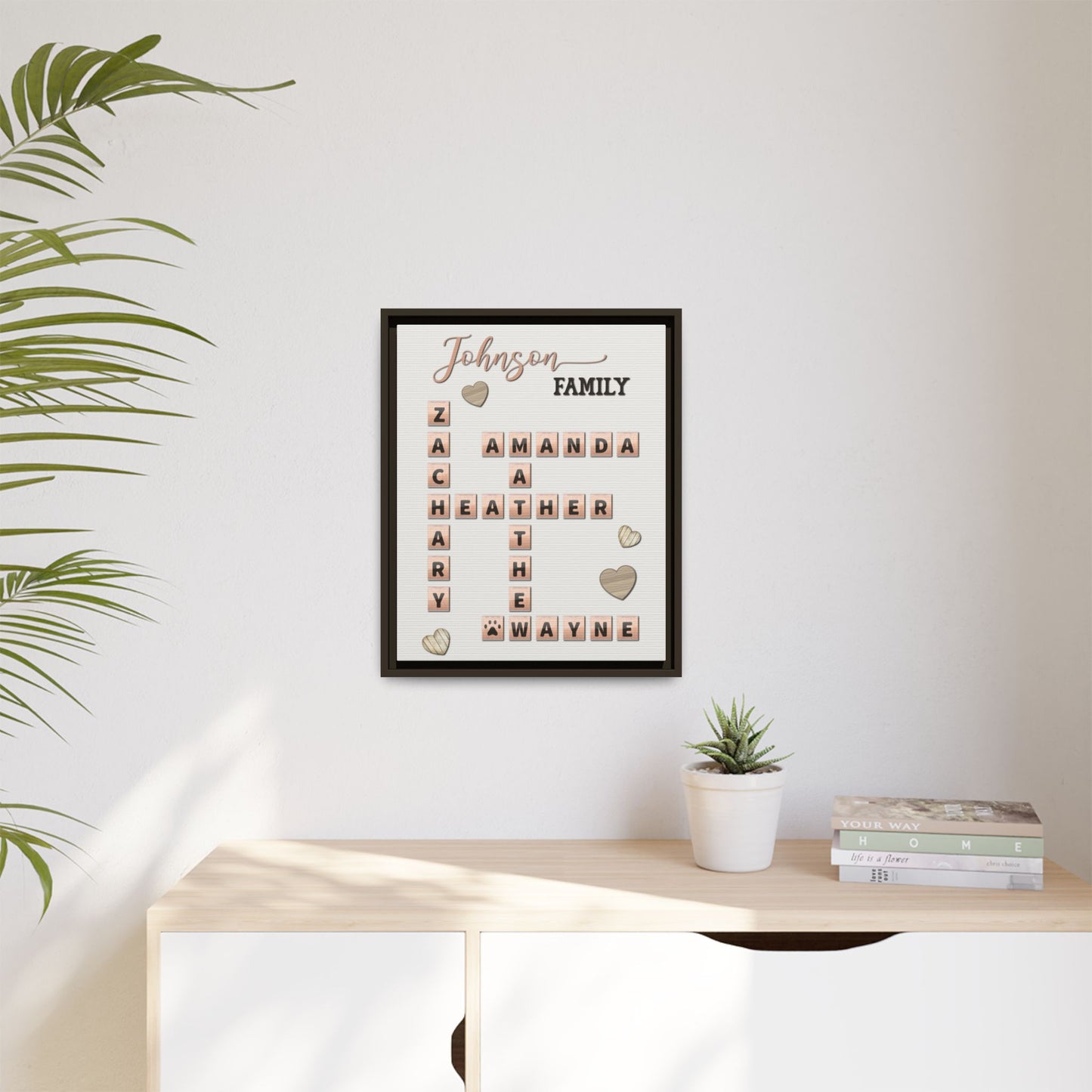 Personalized Scrabble Puzzle Family Name Signs - Custom Family Name & Grandkids Crossword Wooden Sign, Last Name Wall Art for Christmas, Weddings, Anniversaries
