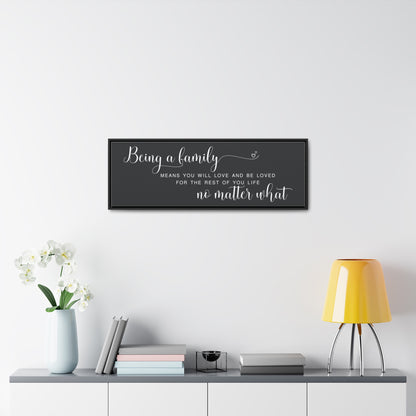 Being a Family Means Sign – Framed Canvas Family Quote Wall Decor, Black Background Living Room Sign, Family Canvas Sign for Home